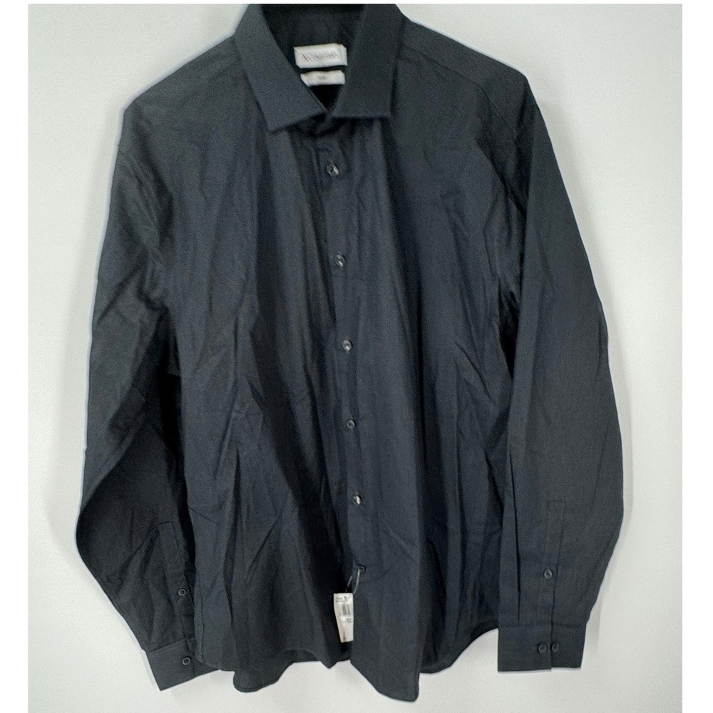 Calvin Klein X Stretch Mens Dress Shirt Onyx Black‎ Long Sleeve 17 34/35 XL NEW
